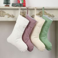 Chaussettes de Noël en lin brodé personnalisées avec monogramme, style scandinave, pour décorer la cheminée