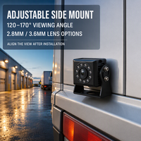 Caméra de vision nocturne pour véhicule avec LED IR, étanche IP68, 12-24V, vue à 120-170 degrés pour camion, bus, véhicule, utilisation avant/arrière pour le stationnement