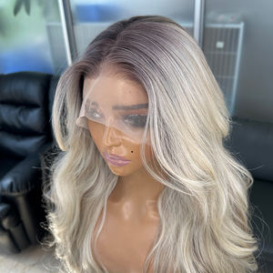 Pelucas largas Boby onduladas Ombre Color Rubio para mujeres negras 13X4 pelucas delanteras de encaje sintético Futura fibra de pelo pelucas sintéticas sin pegamento - Product Image 4
