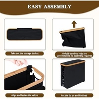 Panier de rangement pour papier toilette YK moderne, écologique, durable, en bois, autoportant, fait main, avec couvercle et poignée, pour caravane, salle de bain, placard, noir