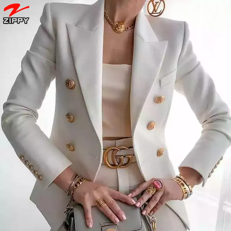 Wholesale Solid Color Women's Suit Long Sleeve Casual Jacket Button Ladies Blazers