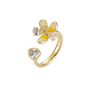 MUYU Flower Open <b>Ring</b> Gold Plated Prong Setting Index <b>Finger</b> <b>Ring</b> For Party Jewelry - Product Image 5