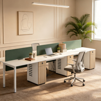 Poste de travail de bureau en forme de L pour 4 personnes avec chaises, montage facile, design modulaire, résistant à l'eau