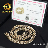 Chaîne cubaine de luxe en or massif 14 carats 12 mm AU585, bijoux hip-hop, collier chaîne cubaine Miami pour hommes