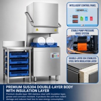 Electrodoméstico de Cocina Inteligente, Lavavajillas Tipo Campana, Control por Microcomputadora, 3 Programas de Lavado, Lavavajillas de Acero Inoxidable, Cocina de Hotel