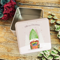 Scatola di latta di natale Logo personalizzato UV stampato in metallo scatola quadrata o rotonda per biscotti Baklava o confezione regalo