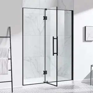 Factory direct supply matt black printed transparent tempered glass shower door shower rooms