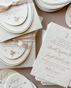 Phong cách cổ điển lời mời đám cưới Bộ vàng lá chi tiết letterpress lời mời giấy chất liệu ống đồng in ấn loại - Product Image 1