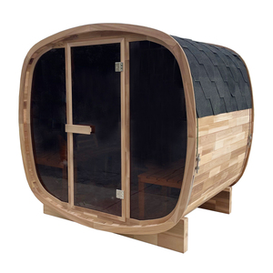 Sauna extérieur commercial en bois massif pour 4 personnes, sauna carré électrique avec chauffage 6KW, salle de vapeur sèche écologique - Product Image 2