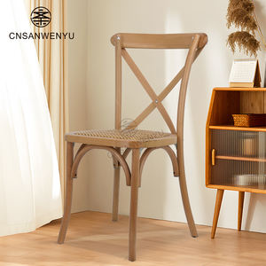 थोक ठोस लकड़ी बैकरेस्ट राजभोज कुर्सी होटल घर लकड़ी का मल क्रॉस पीछे रेट्रो डाइनिंग चेयर - Product Image 3