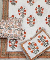Draps de lit super doux en coton blanc orange 100% de qualité supérieure respirants King Size Literie de luxe de style tropical