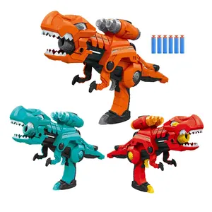 3合1恐龙玩具变形软子弹枪带照明和声音电动射击玩具儿童男孩女孩生日礼物