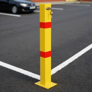 Poteau de signalisation de stationnement carré jaune avec serrure à clé pour le stationnement des voitures, la maison, le garage, la sécurité routière - Product Image 2