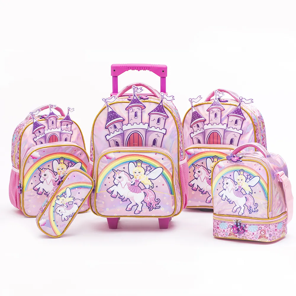 Hot Sale Girls Cartoon 5 Pieces of School Bags Set Custom Schoolbag School Backpack Bag