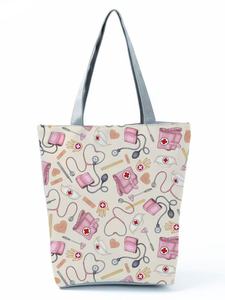 Cartoon Ladies Nurse Printed Handbags Casual High Capacity <b>Women</b> Shoulder <b>Bag</b> Eco Reusable Shopping <b>Bag</b> Outdoor <b>Travel</b> Beach <b>Bag</b> - Product Image 6
