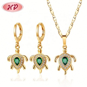 Juego de Aretes y Collar con Diseño de Tortuga, Chapado en Oro de 18K y Circonitas, para Mujer - Joyería de Boda, Venta al Por Mayor - Product Image 5