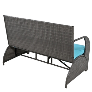 2-in-1 Convertible Modern HDPE Outdoor Picnic Upholstered <b>Bench</b> <b>Table</b> 57.1" Loveseat Portable - Product Image 5