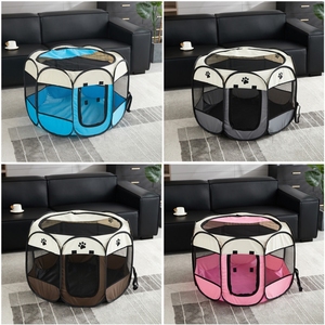 Corralito Plegable Octagonal para Mascotas, Material Oxford, Jaula para Perros y Gatos con Cierre de Cremallera, Bandeja de Plástico Portátil, Transportín para Mascotas - Product Image 6