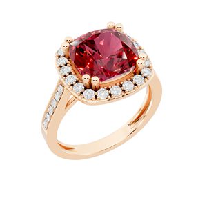 SGARIT Women's 14K Rose <b>Gold</b> Garnet <b>Cocktail</b> <b>Ring</b> Cushion Cut Pave Diamond Halo Luxury Engagement Style wedding Jewelry - Product Image 1