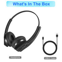 Headset Bluetooth Nirkabel Mikrofon Peredam Kebisingan ENC Headphone Over-Ear Waktu Putar 14 Jam dengan Tombol Bisu untuk Ponsel Laptop PC