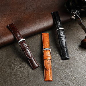 Correa de Cuero Genuino CHARM al por Mayor, 20/22mm, Patrón de Avestruz, Correa Universal para Reloj Inteligente - Product Image 4