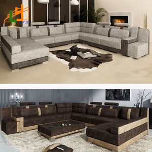 Juego de sofá Seccional de 8 plazas de lujo moderno Esquina de cuero genuino Modular con relleno de esponja para sala de estar - Product Image 5
