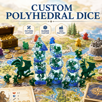 Ensemble de dés polyédriques personnalisés à bords doux en résine, dés DND dégradés avec inclusion de dragon vert pour jeux de rôle sur table