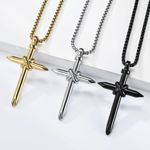 yunnique cross-border goods: screwdriver cross necklace, window-breaking self-defense nail, <b>titanium</b> steel cross pe - Product Image 1