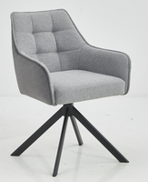 Chaise de salle à manger pivotante gris foncé, fauteuil moderne avec pieds en métal noir, chaise d'appoint pour la maison et le bureau