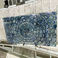 Dalles d'agate bleue du Brésil sur mesure OEM à faible MOQ, certifiées CE, FOB Chine, pour l'exportation