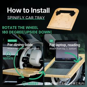 Plateau de volant de voiture en bois, support pour ordinateur portable, plateau de repas portable pour voiture - Product Image 4