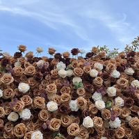 Mur de fleurs enroulable avec support, panneau floral artificiel en roses, portable et réutilisable pour événements et mariages
