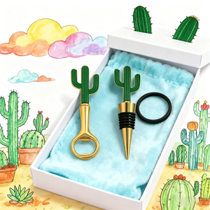 Nouveauté Style tendance Vente à chaud Prix d'usine Outils coulés pour le vin en métal <span class=keywords><strong>Bouchon</strong></span> et ouvre-bouteille en forme de tête de cactus - Product Image 6