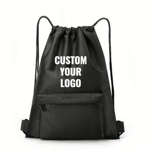Sac de sport unisexe imperméable avec cordon de serrage, logo et image personnalisés, motif élégant en polyester avec poignée souple et ceinture confortable - Product Image 2