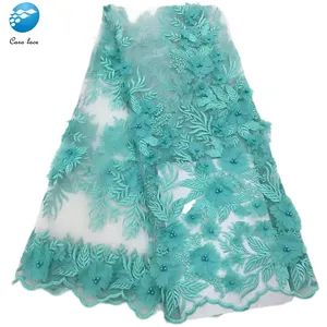 Vendita calda tessuti di pizzo africano mer nigeriano africano svizzero voile paillettes mango 3d fiori voile tulle per abito