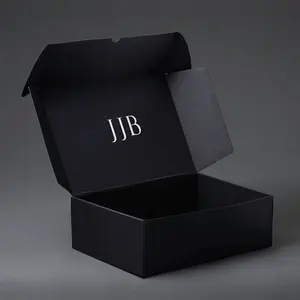 Kotak topi Natal kaus kaki dibuat Logo kustom tanda tangan untuk hadiah kotak kemasan kertas bergelombang hitam karton untuk bisnis kecil