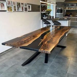 <span class=keywords><strong>Tavolo</strong></span> da Pranzo <span class=keywords><strong>Quadrato</strong></span> Moderno ed Ecologico in <span class=keywords><strong>Legno</strong></span> di Noce Massiccio e Resina Epossidica per Casa o Hotel - Product Image 3
