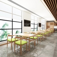 Ensemble de table et de chaises de style nordique en bois pour restaurant, 4/6 places, avec coussinets doux, mobilier commercial