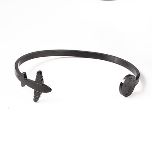 Brazalete Abierto de Acero Inoxidable con Baño de Oro de 18k para Mujer, Diseño de Mapa de Avión, Joyería de Moda - Product Image 3