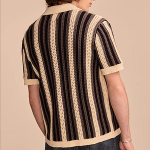 <span class=keywords><strong>Polo</strong></span> d'été décontracté à manches courtes en tricot squelette rayé pour homme, confortable et respirant, fabriqué en viscose-par les fabricants - Product Image 2