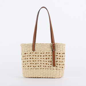 French High-end Western-style <b>Large</b>-capacity Handmade Zip Two Straw Woven <b>Bag</b> Solid Color All-match Hollow <b>Beach</b> Holiday Tanjing - Product Image 6