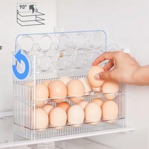 Soporte para huevos de 3 capas de gran capacidad para nevera, organizador de huevos abatible automático con función de sincronización, caja contenedora de almacenamiento de plástico de inyección - Product Image 5