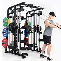 Máquina de Gimnasio Multifuncional con Cable Cruzado, Rack de Sentadillas, Banco Ajustable, Pila de Pesas de Acero y Máquina Smith para Entrenamiento de Fuerza Moderno