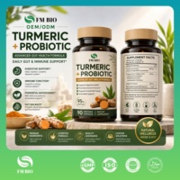 Capsules végétales de curcuma et probiotiques OEM ODM, capsules de curcumine à 95 % pour le soutien intestinal et immunitaire, complément en marque blanche
