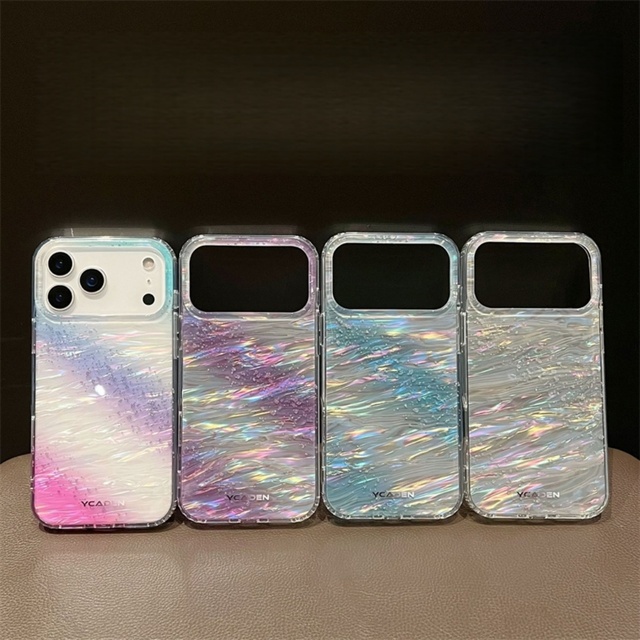 New Shell Pattern Rainbow IMD Mobile Phone Case for iPhone 17 Air 16 15 Pro Max Glitter Gradient PC Tpu Protect Star River Cover