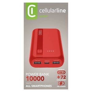 Batterie externe essentielle 10000 mAh rouge avec ports USB-C et USB-A pour une charge rapide - Product Image 2