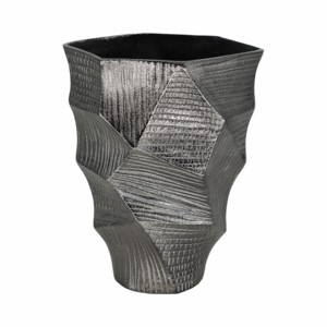 Vaso in metallo moderno con texture, design scultoreo per soggiorno, camera da letto, decorazione per la casa. - Product Image 2