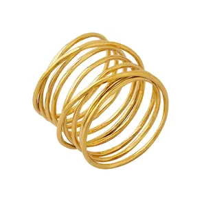 14K Geel Goud Sieraden Gouden Ring Leverancier Fijne Sieraden Fabrikant Roestvrij Staal Stapelbare Ringen Pop