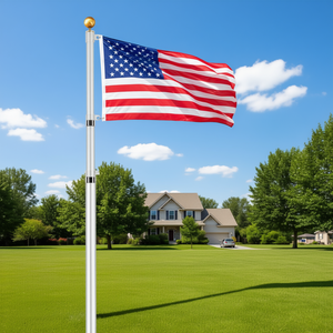 Kit de mât de drapeau télescopique en alliage d'aluminium de 30 pieds avec drapeau américain 3x5, support au sol extérieur, couleur argent - Product Image 2