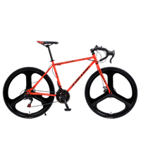 Vélo de route à guidon courbé, cadre en acier à haute teneur en carbone, freins à disque à vitesse variable, pédales ordinaires, vélo de course